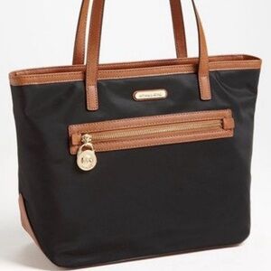 Michael Kors Black Tote with Brown Trim